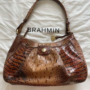 Brahmin brown croc leather bag EUC.